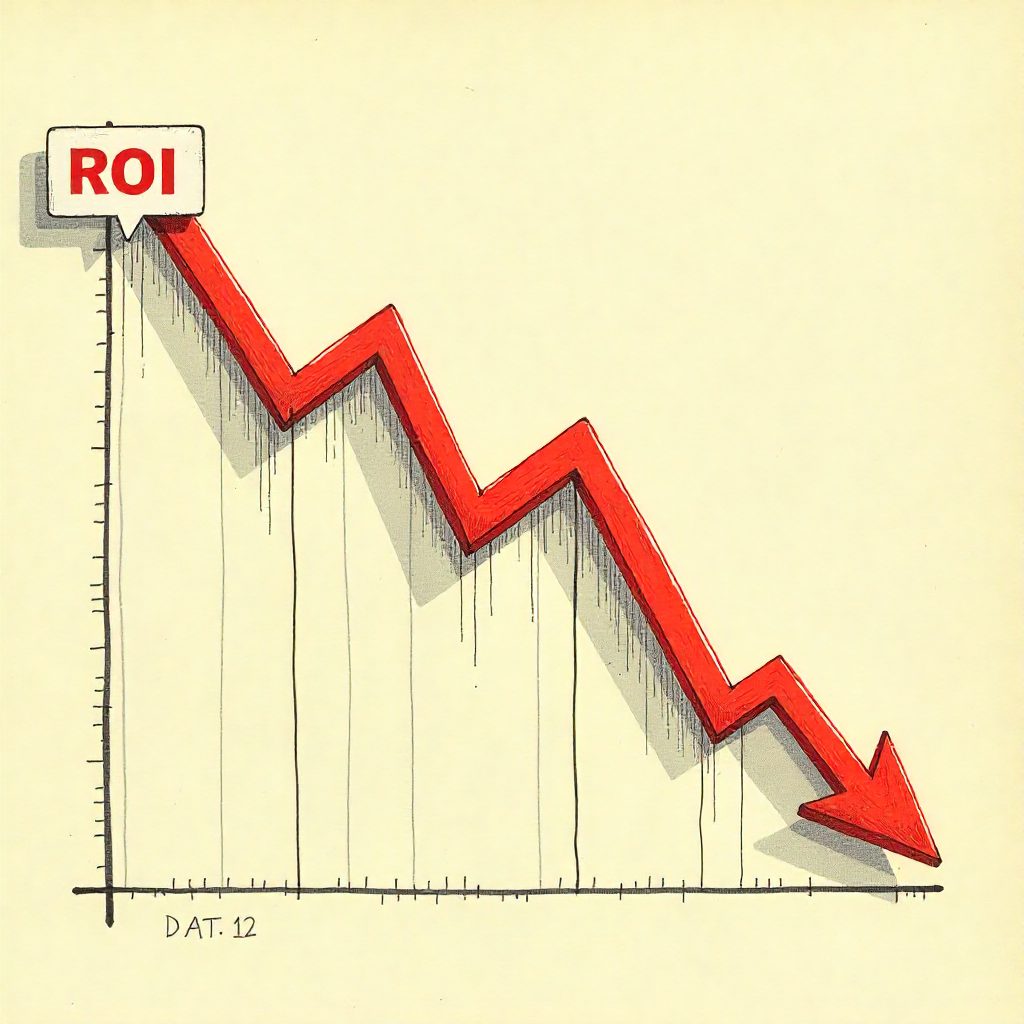 Marketing ROI chart showing spend against revenue