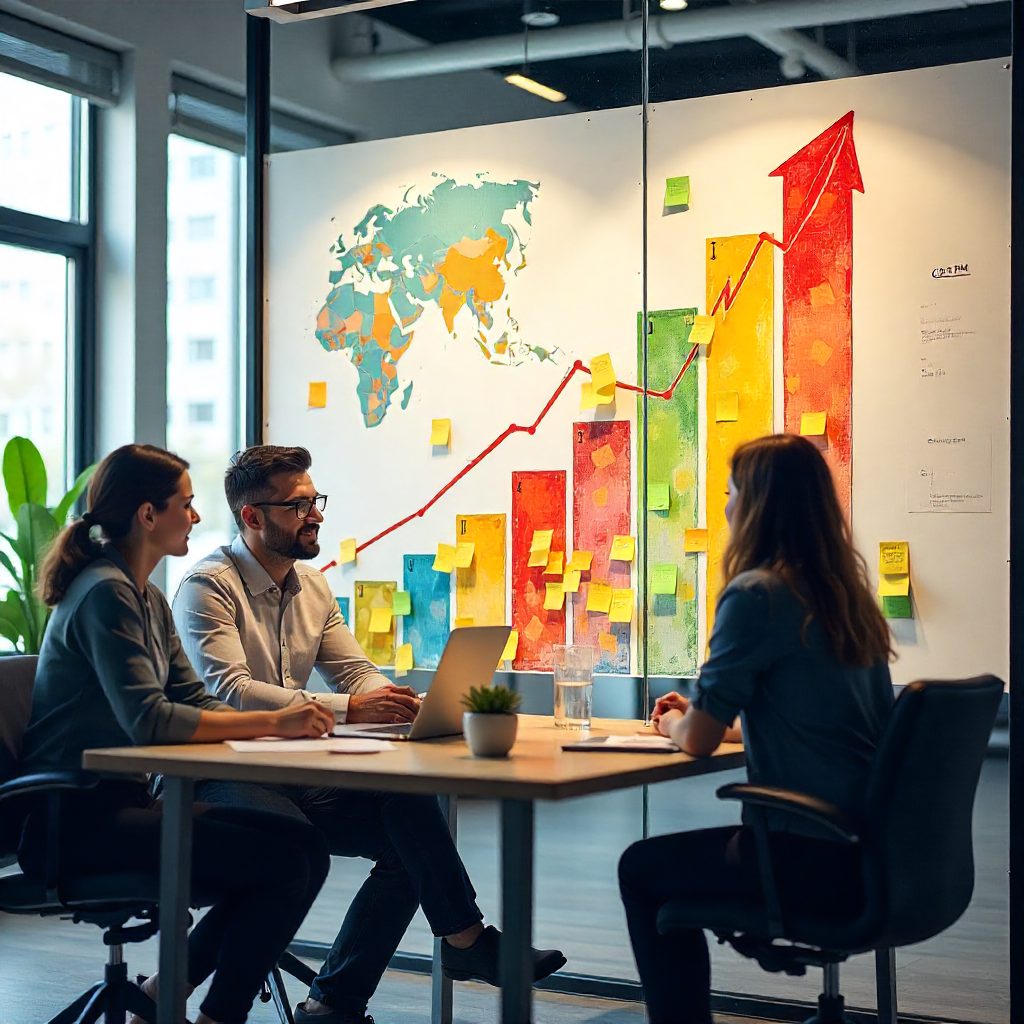 Sales team reviewing a lead pipeline dashboard
