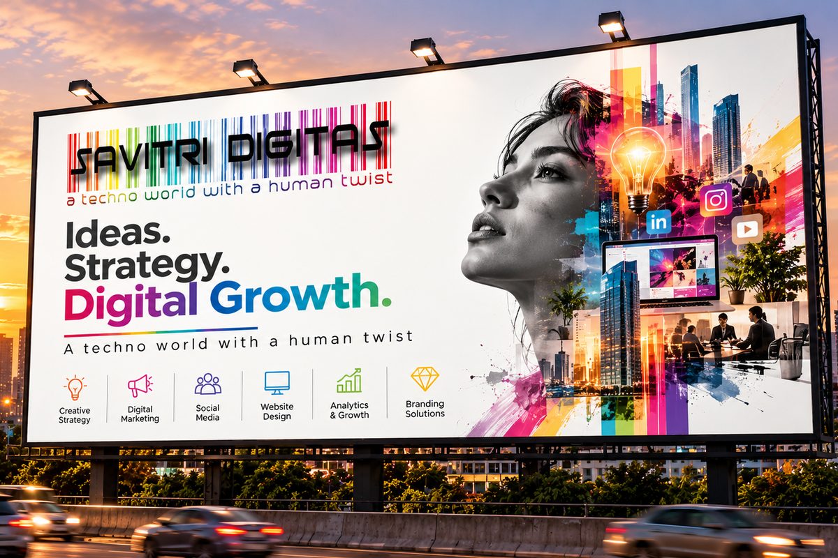 Outdoor billboard and printed brochures for an advertising campaign