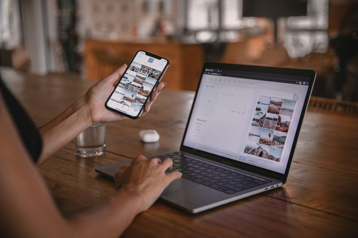 Website design on laptop and mobile screens